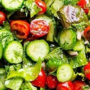 House salad with cucumbers and tomatoes